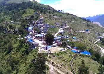 ड्रोन क्यामेरामा यस्तो देखियो रास्कोट नगरपालिका